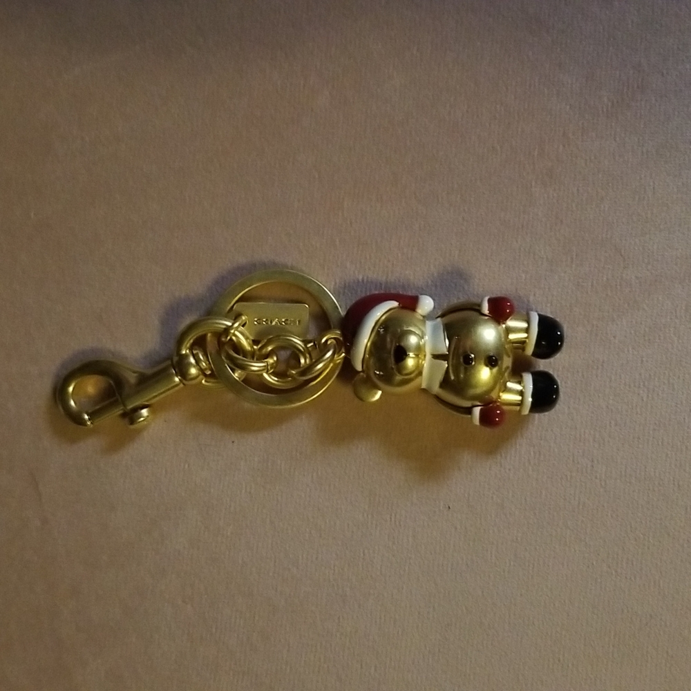 NWT Coach Santa Bear purse charm & keychain
